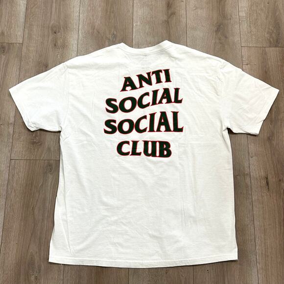 Anti Social Social Club Red Green Logo Tee T Shirt Size XL White B2 - Picture 1 of 5